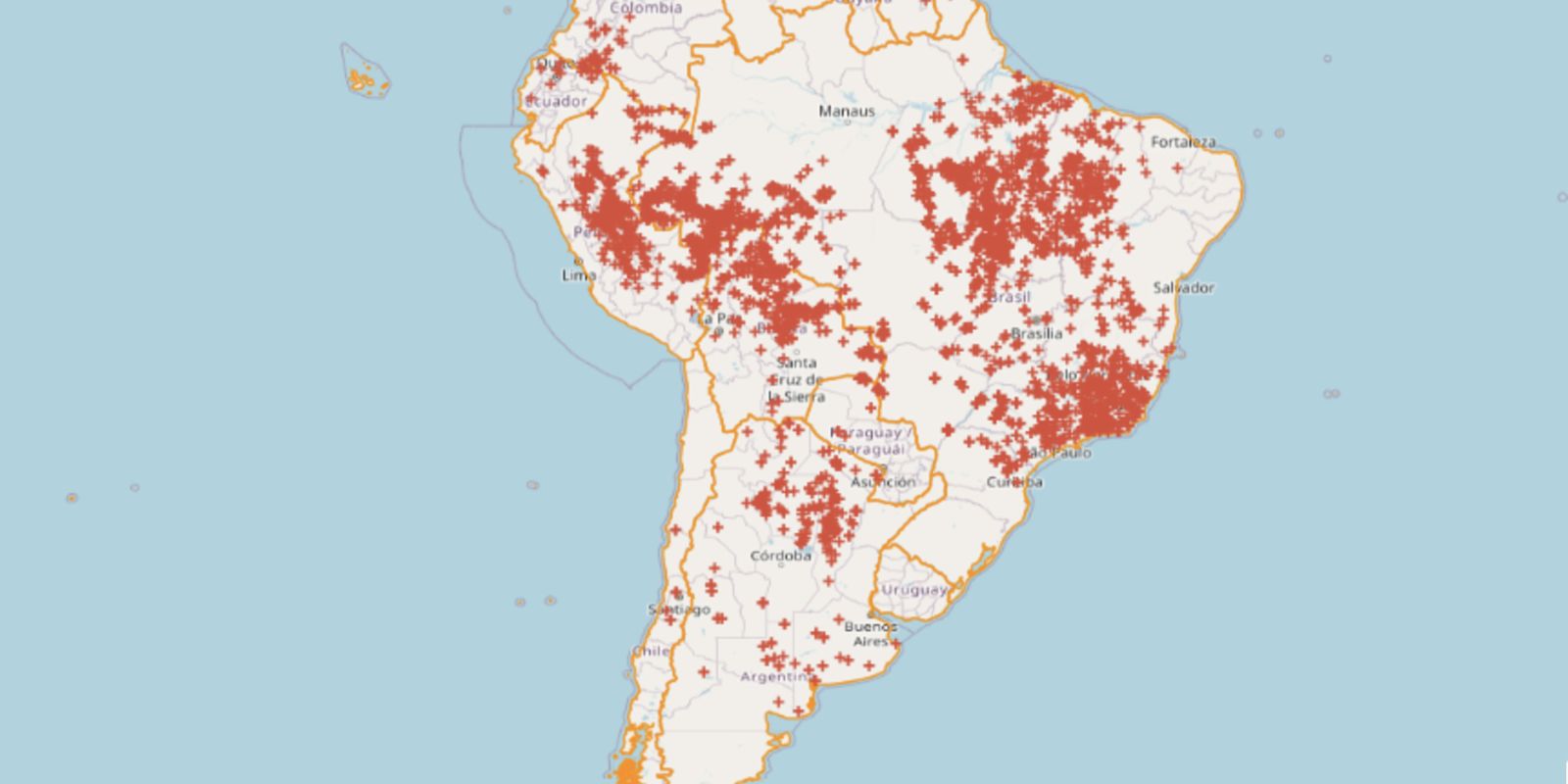 Brasil concentra 71,9% das queimadas na América do Sul nas últimas 48h