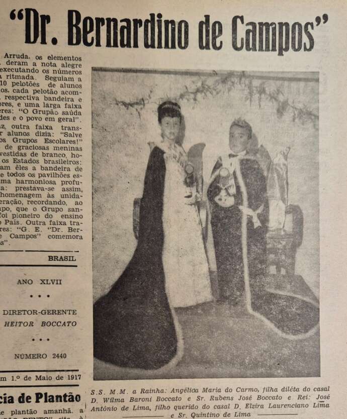 Em 1964, o pioneiro Grupo Escolar Bernardino de Campos comemorou 70 anos