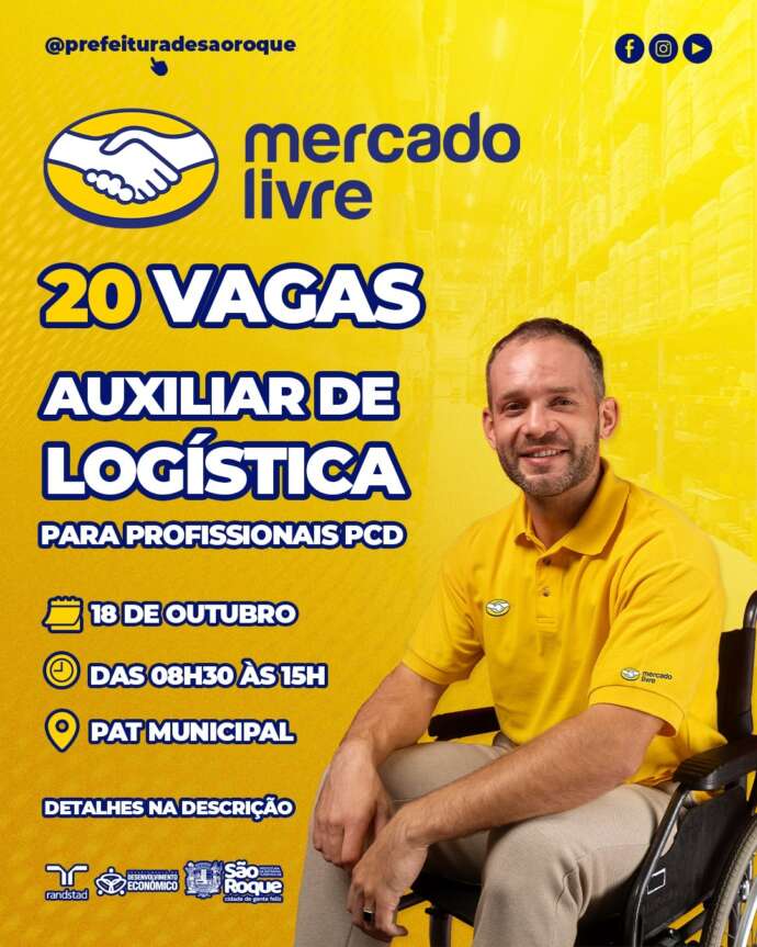 Mercado Livre abre 20 vagas para PCDs em Araçariguama