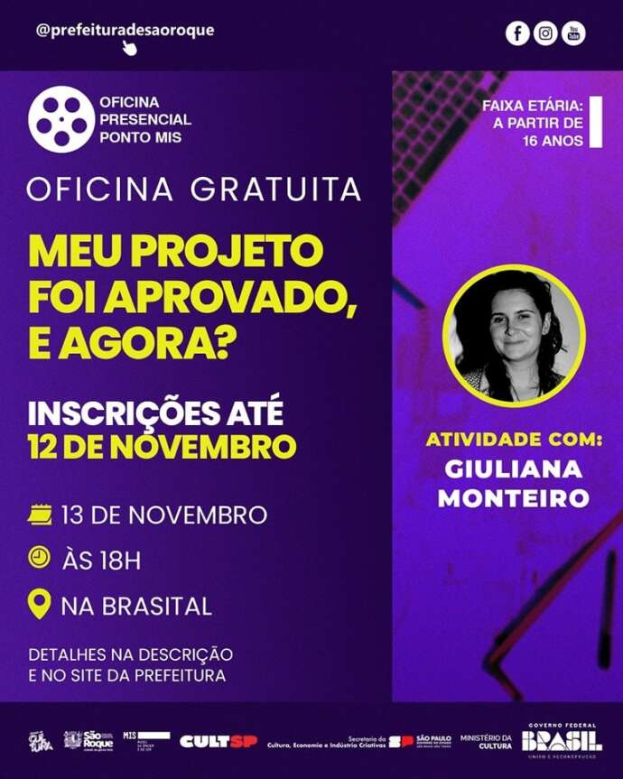 São Roque recebe oficina gratuita para orientações sobre projetos audiovisuais aprovados