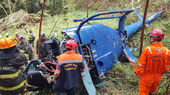 Tragédia em SP: Helicóptero sem autorização para táxi aéreo cai e deixa duas vítimas fatais